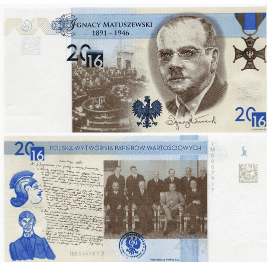Ignacy Matuszewski - banknot testowy PWPW